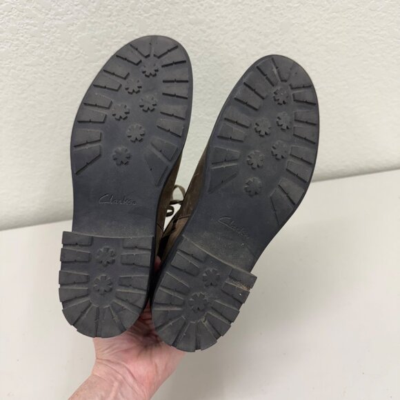 Clarks Orinoco 2 Lace Dark Olive Leather Side Zip Boots Shoes Womens size 8.5 M - Picture 9 of 9